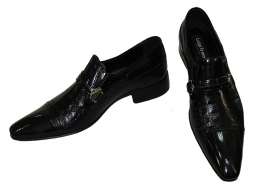 Туфли итальянские мужские Luigi Traini черные (кожа угря)