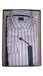 UNGARO сорочка белая в фиолетовую полоску