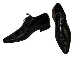 Туфли итальянские мужские MIRCO CICCIOLI черные  с шнуровкой (наплак)