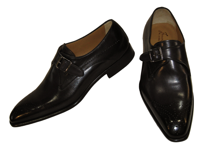 Туфли итальянские мужские FRANCESCO BENIGNO черные с пряжкой