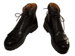 Полусапожки итальянские ультра модные мужские FRANCESCO BENIGNO темно коричневые с шнуровкой