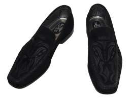 Туфли итальянские мужские MAROS черные замшевые с рисунком