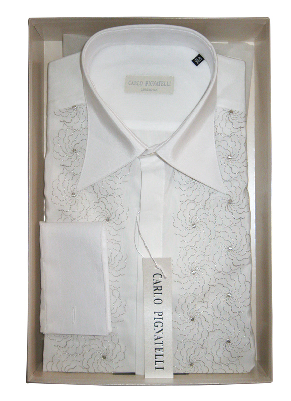 Сорочка белая CARLO PIGNATELLI  нарядная с золотистой вышивкой